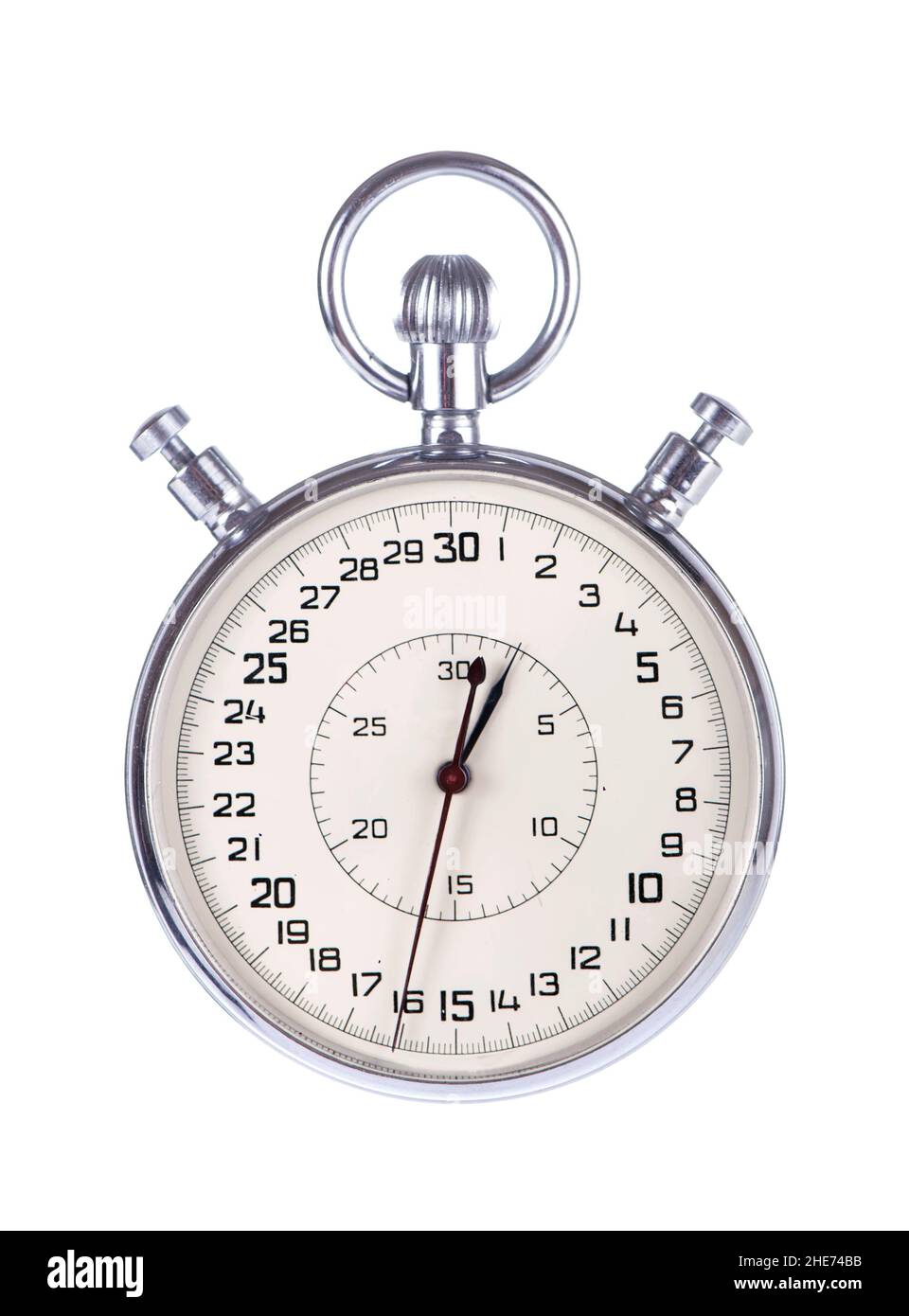 Isolierte Stoppuhr. Klassische Stoppuhr isoliert Stockfoto