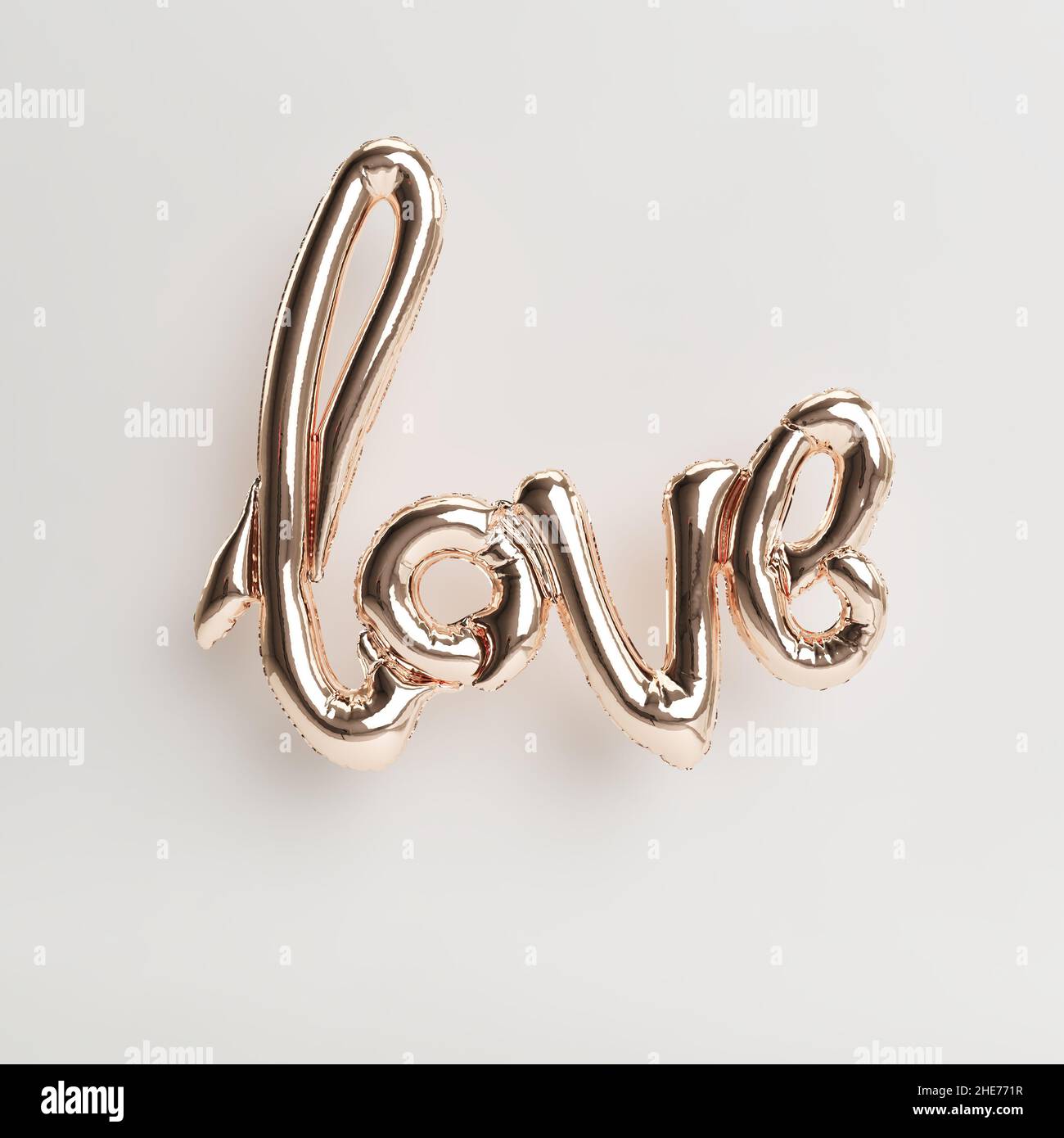 Alles gute zum valentinstag mit Kupfer Gold Ballon isoliert auf weißem Hintergrund Premium Foto 3D Illustration Stockfoto