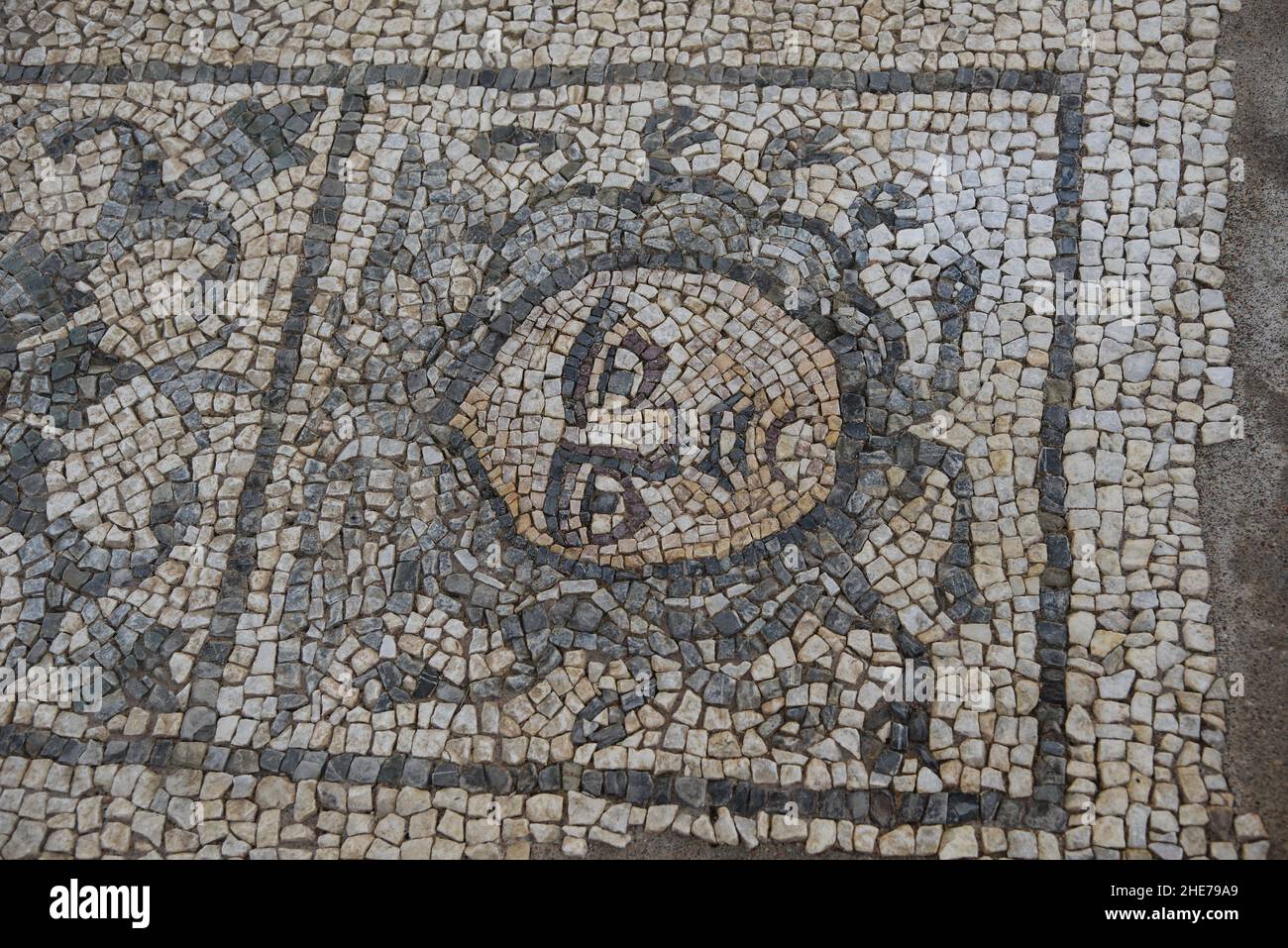 Antica città romana di Luni, un mosaico Stockfoto