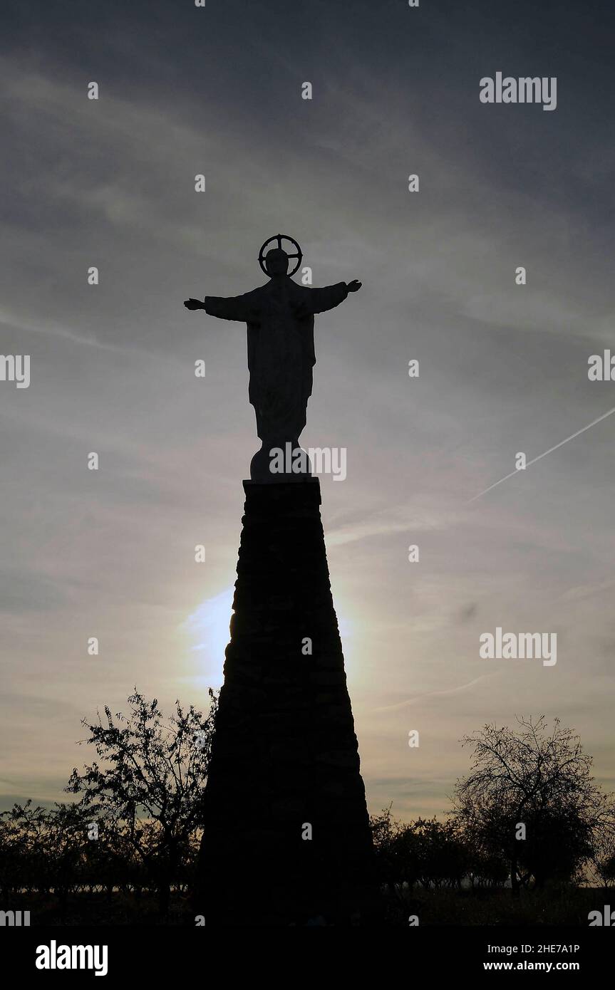 Statue des Erlösers in Gorafe in der Provinz Granada Stockfoto