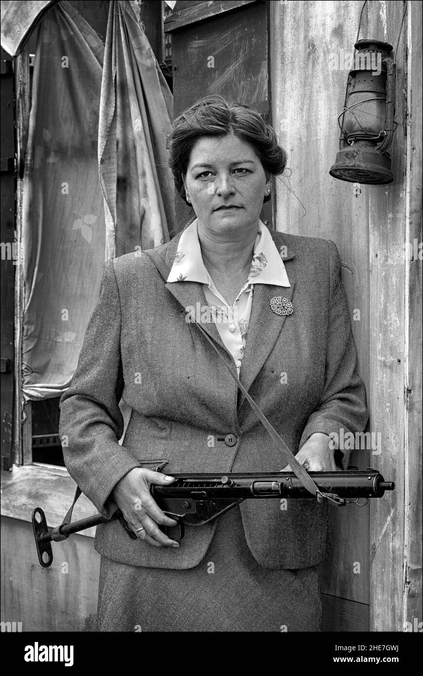 Nachstellung der französischen Widerstandsbewegung während des Zweiten Weltkriegs. Stockfoto