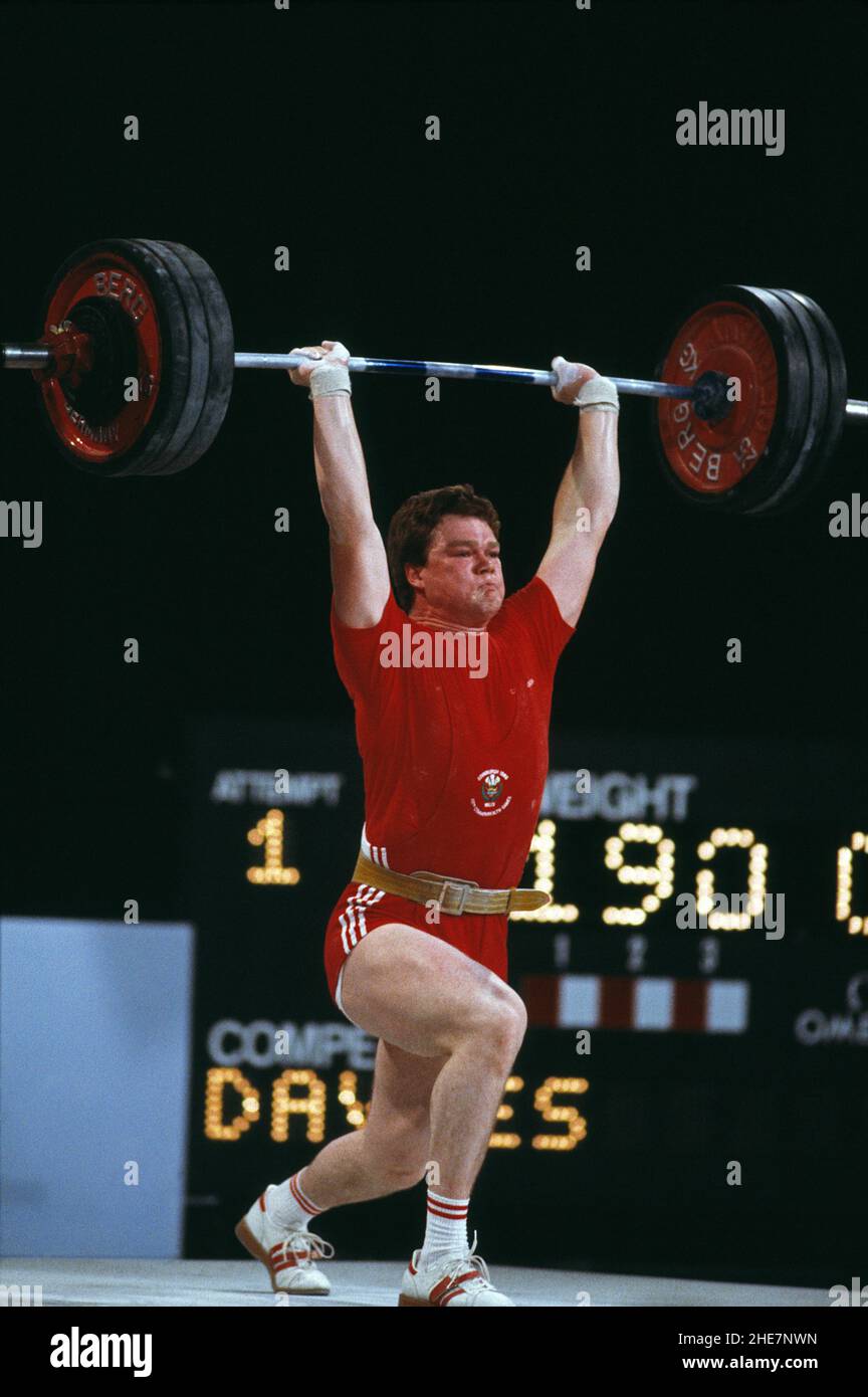 Sport. Gewichtheben. Andrew Davies. Wales. 1996 Commonwealth Games in Edinburgh. Stockfoto