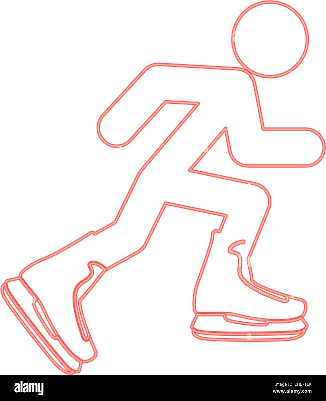 Neon Sportler Skater im Skaten rot Farbe Vektor Illustration Bild flach Stil Licht Stock Vektor