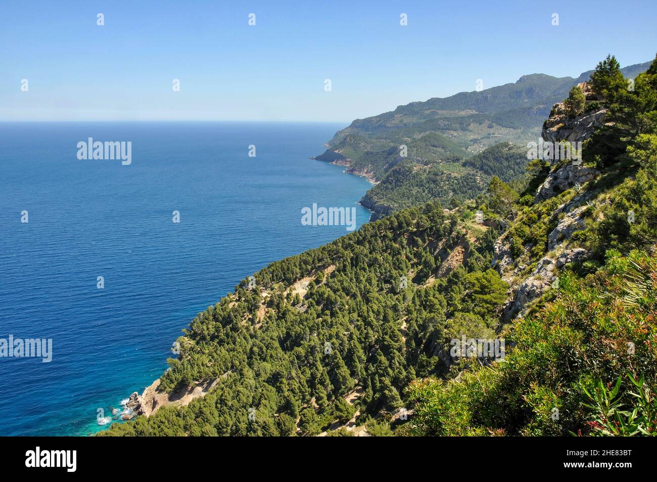 Küstenaussicht, Es Grau, Mallorca (Mallorca), Balearen, Spanien Stockfoto