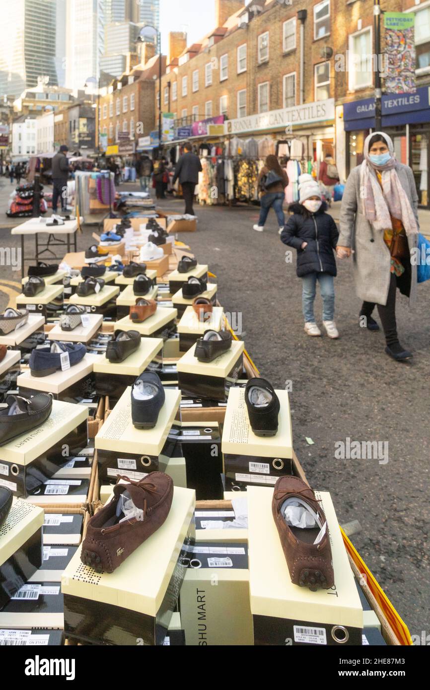 Petticoat Lane Market, Whitechapel, Aldgate, London England Stockfoto