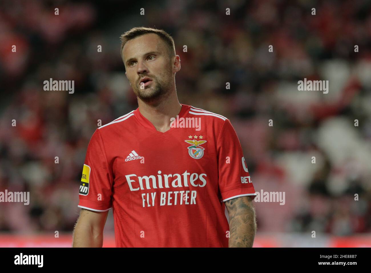 Lissabon, Portugal. 09th Januar 2022. Haris Seferović Stürmer von SL Benfica während des Liga Portugal Bwin-Spiels zwischen SL Benfica und FC Paços de Ferreira am 09. Januar 2022 in Lissabon, Portugal. Valter Gouveia/SPP Credit: SPP Sport Press Photo. /Alamy Live News Stockfoto