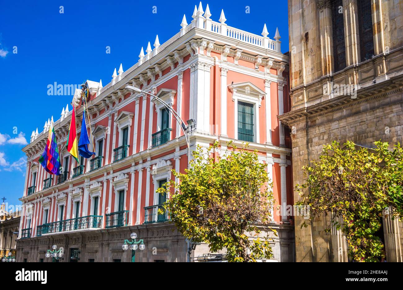 Palacio Quemado, der Regierungspalast in La Paz, Bolivien Stockfoto