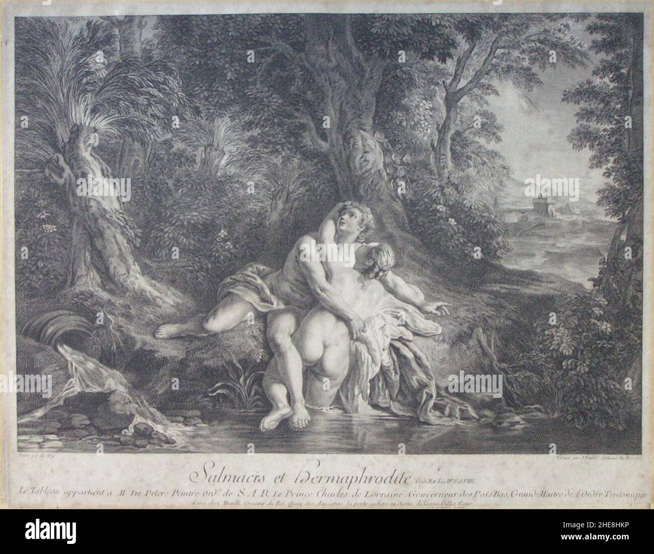 Salmacis et hermaphrodite - Daulle. Stockfoto