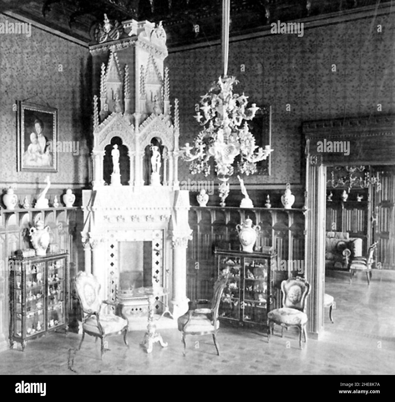 Salon der Königin im Schloss Marienburg 1867. Stockfoto