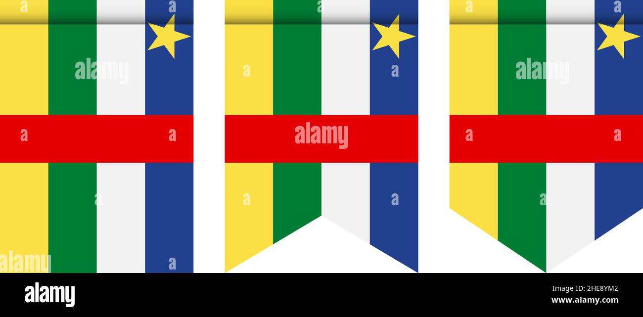 Flagge oder Wimpel der Zentralafrikanischen Republik isoliert auf weißem Hintergrund. Symbol für die Wimpelflagge. Stock Vektor