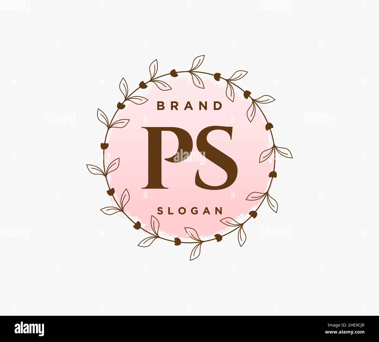 Feminines PS-Logo. Verwendbar für Natur, Salon, Spa, Kosmetik und Beauty Logos. Flaches Vektor-Logo-Design-Template-Element. Stock Vektor
