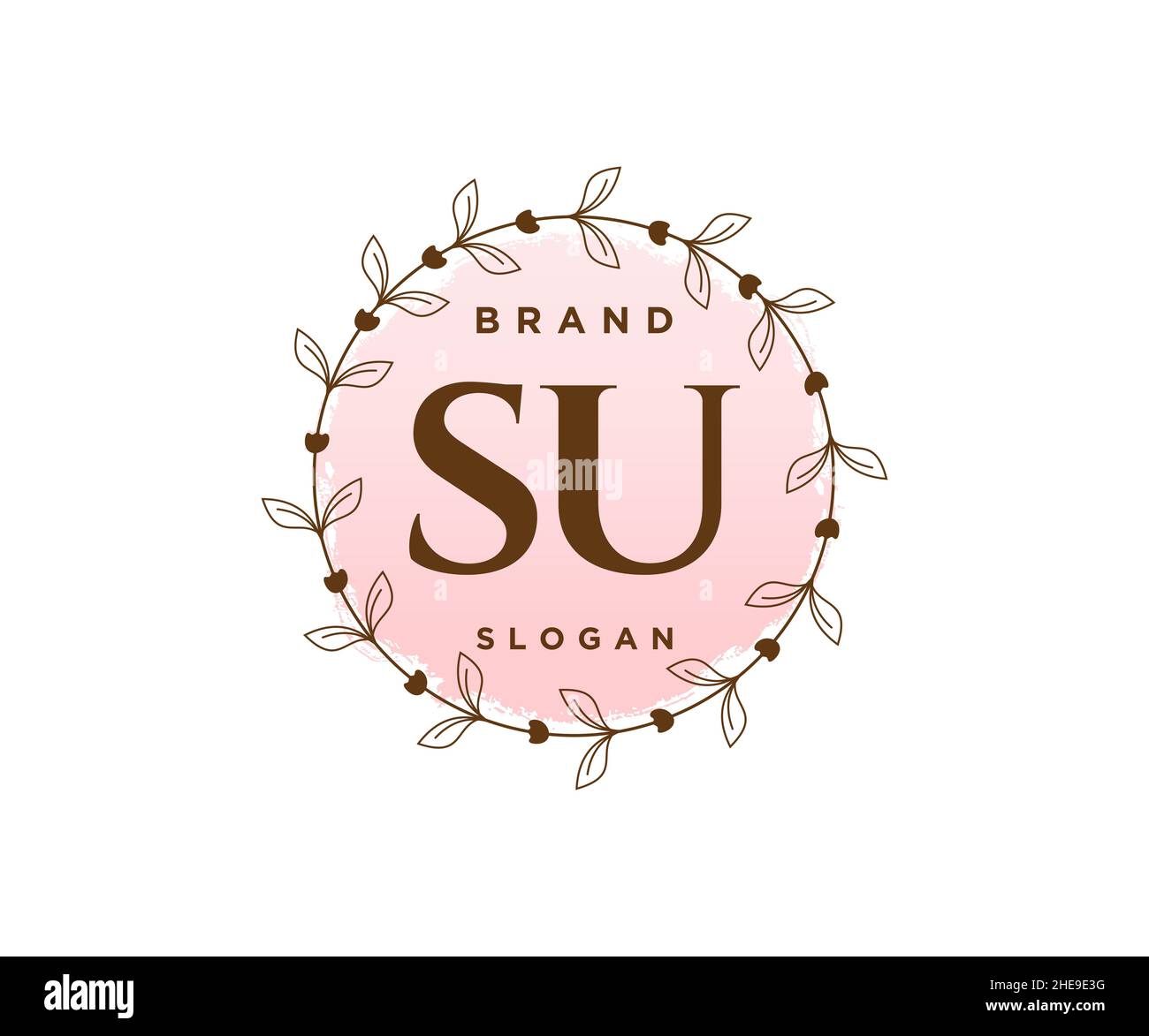 SU feminines Logo. Verwendbar für Natur, Salon, Spa, Kosmetik und Beauty Logos. Flaches Vektor-Logo-Design-Template-Element. Stock Vektor