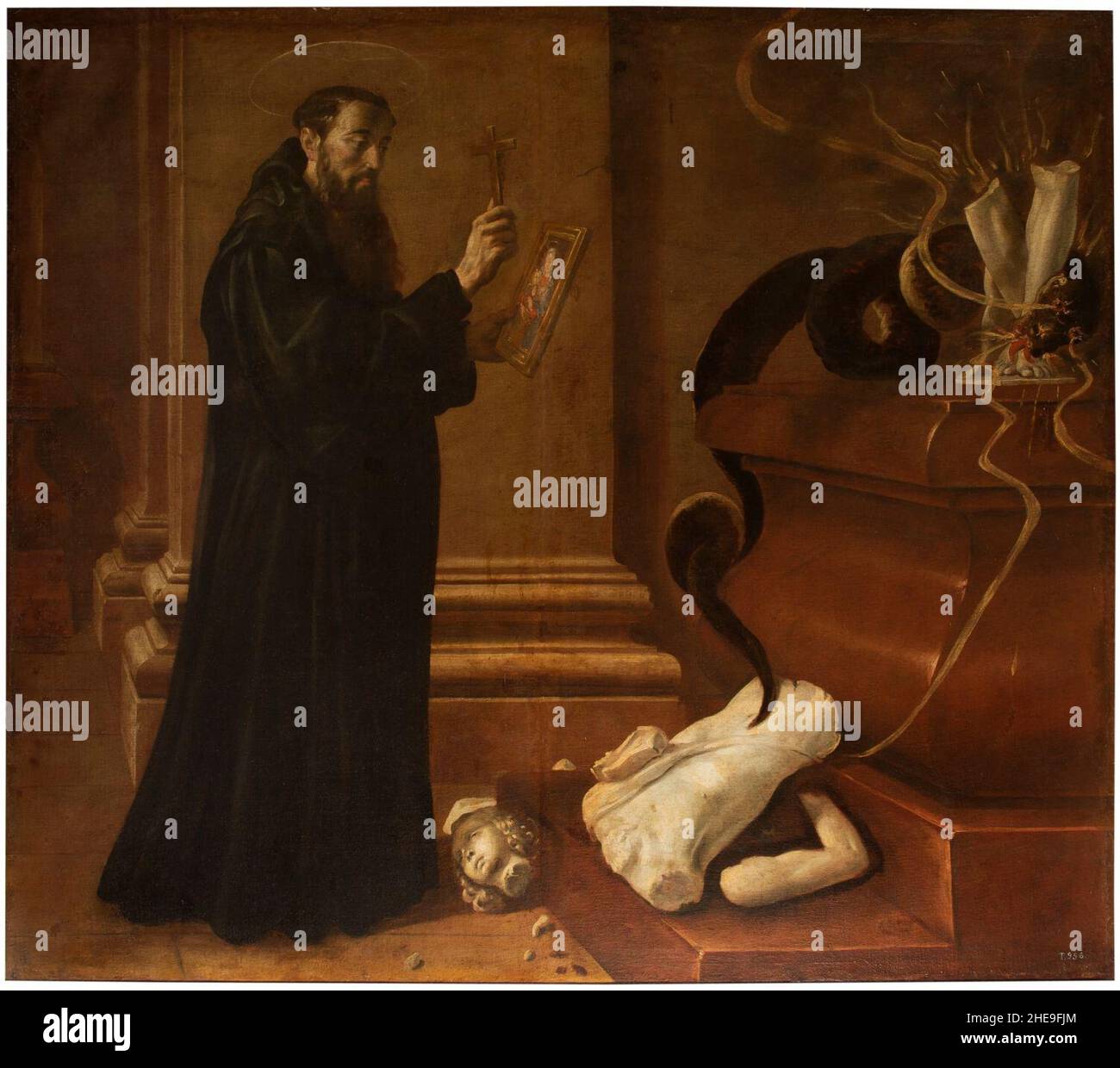 San Benito destruyendo los ídolos Stockfoto