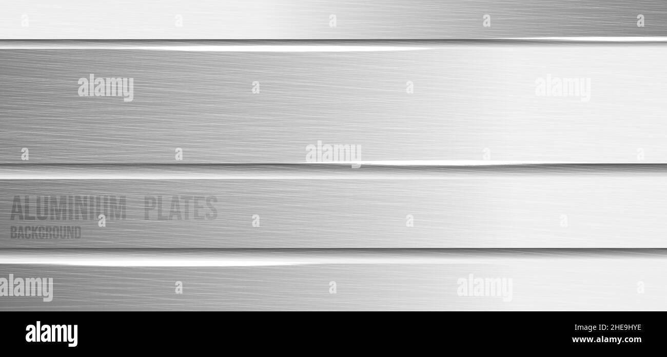 Abstrakte silberne Metallbürste Aluminium Blech Vorlage. Hintergrunddesign für den Textraum. Stock Vektor