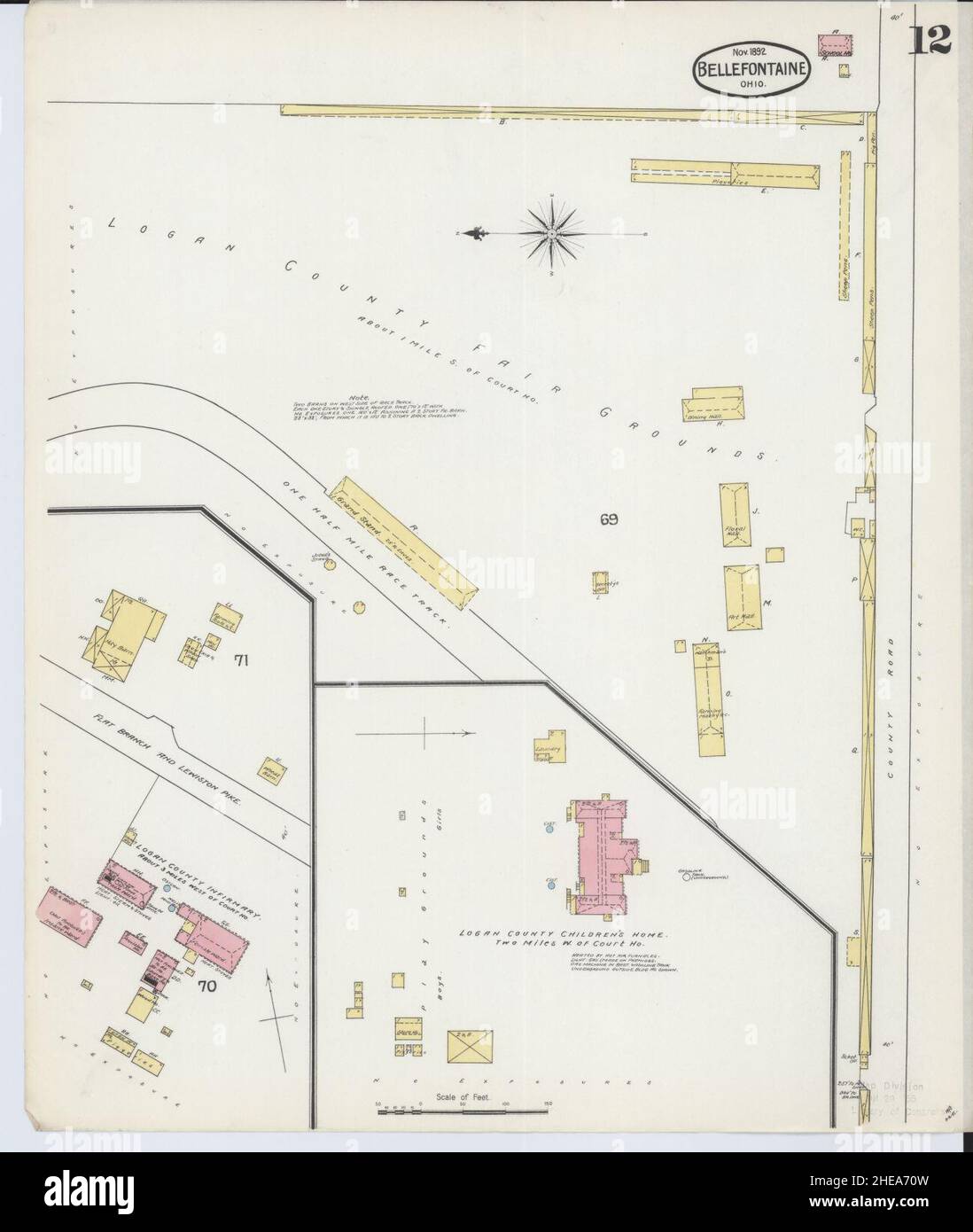 Sanborn Fire Insurance Map aus Bellefontaine, Logan County, Ohio. Stockfoto