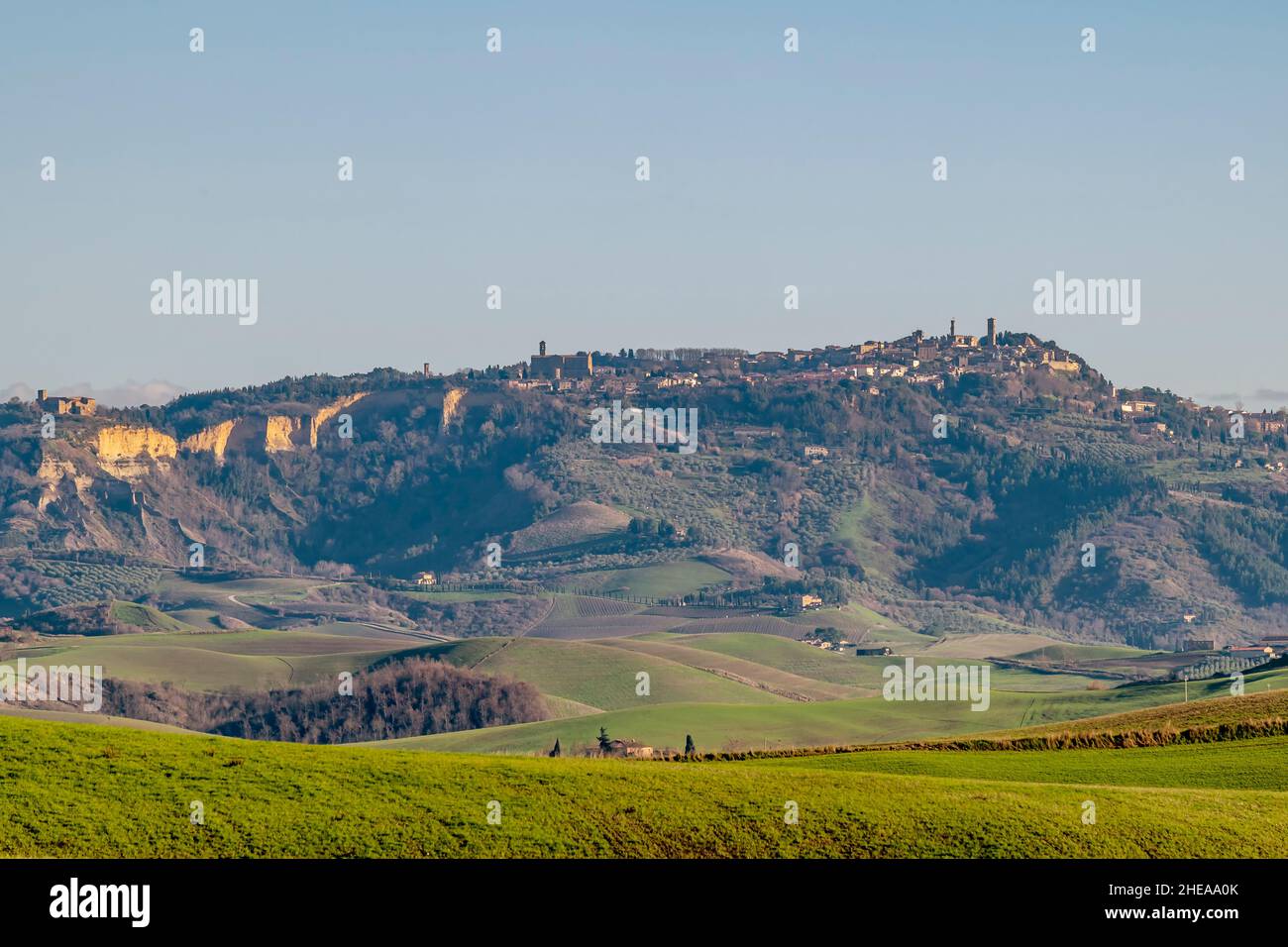 Panoramablick auf Volterra von Lajatico, Pisa, Italien Stockfoto