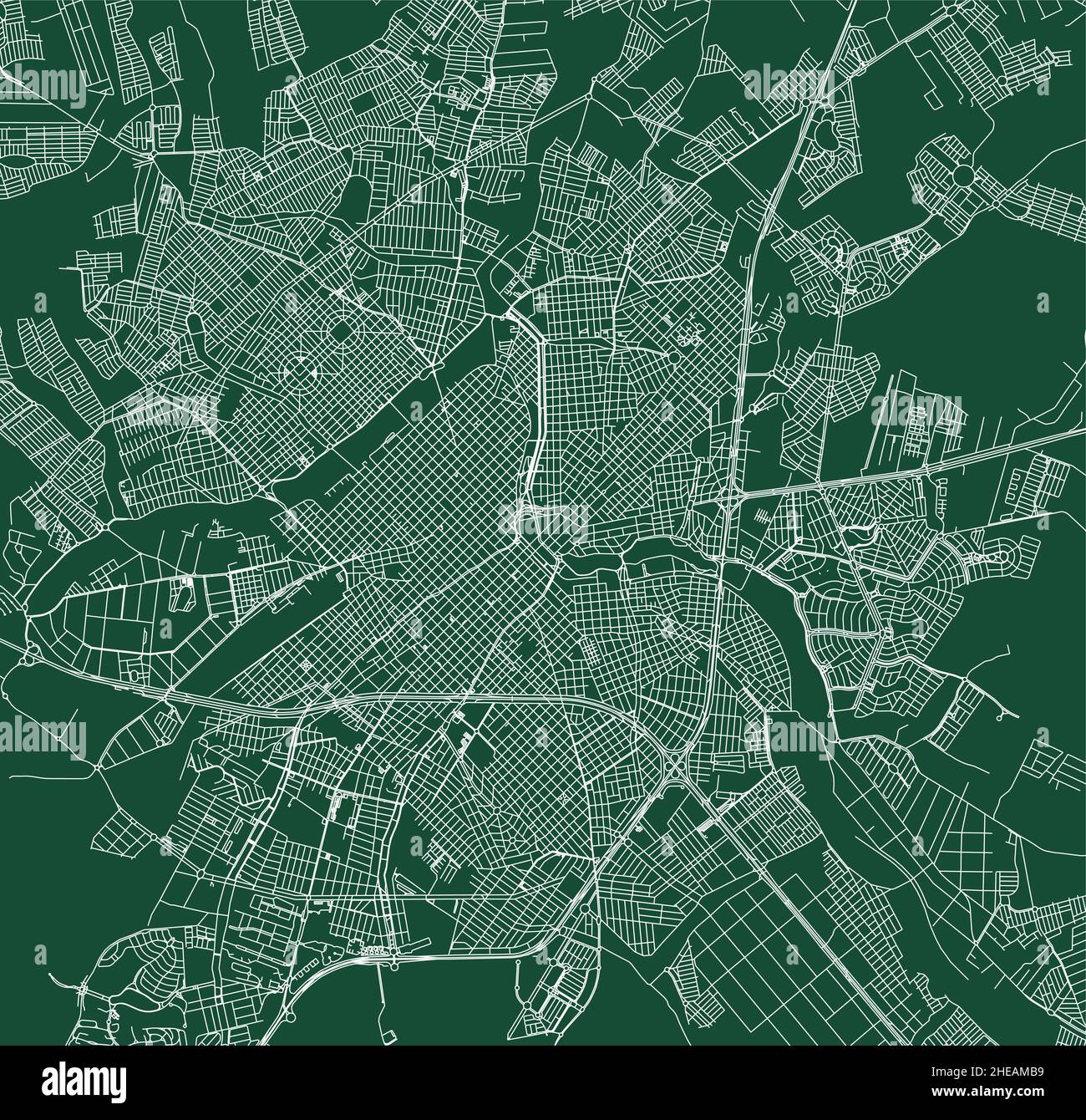 Sao Jose do Rio Preto Stadt Brasilien Gemeinde Vektorgrafik. Grüne Straßenkarte, Gemeindegebiet, weiße Linien. Städtisches Skyline-Panorama für den Tourismus. Stock Vektor