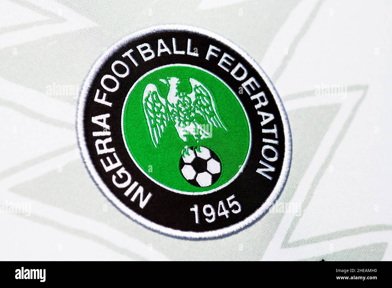 Nahaufnahme der nigerianischen Nationalmannschaft, Nike Fußballtrikot. AFCON 2022. Stockfoto