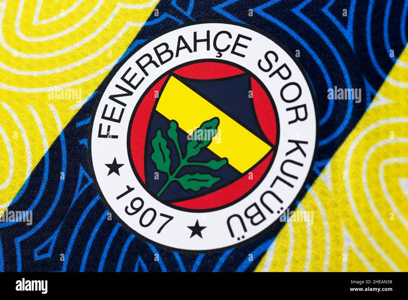 Nahaufnahme des Fenerbahçe S.K-Kits Stockfoto