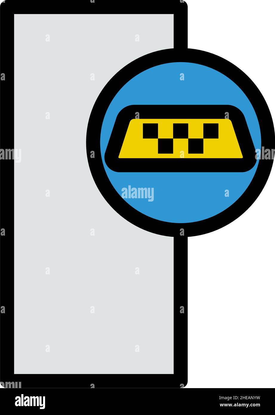 Symbol Für Den Taxistand. Editierbare Fett Formatigte Kontur Mit Farbfüllungsdesign. Vektorgrafik. Stock Vektor