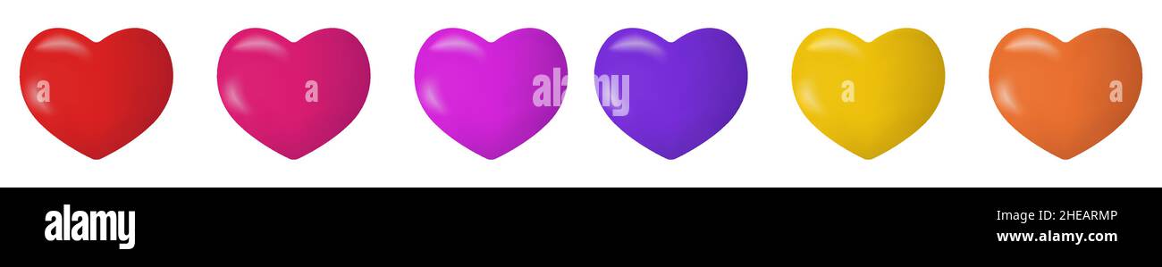 Set von bunten Herzen Stock Vektor