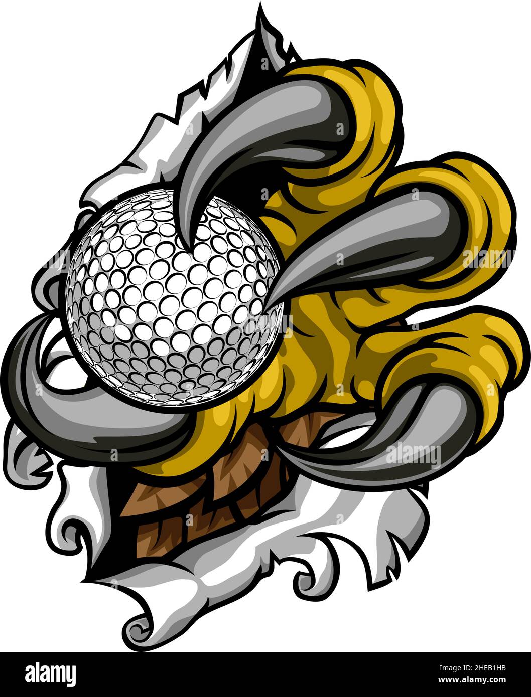 Reißende Ripping Claw Talons Halten Golfball Stock Vektor