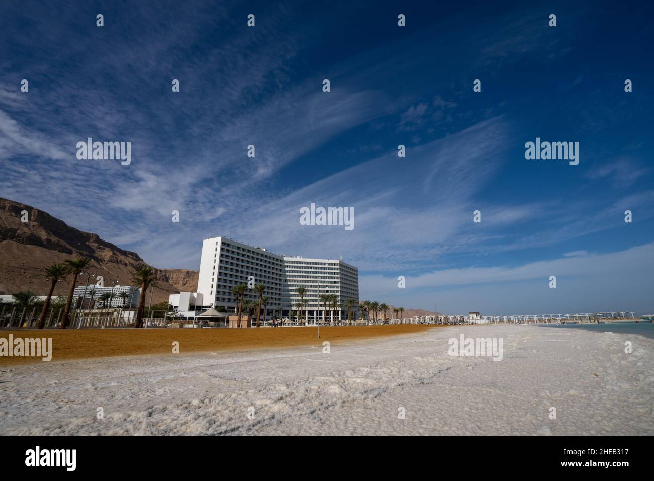 Resorthotel und Spa am Ufer des Toten Meeres, ein Bokek, Israel Stockfoto