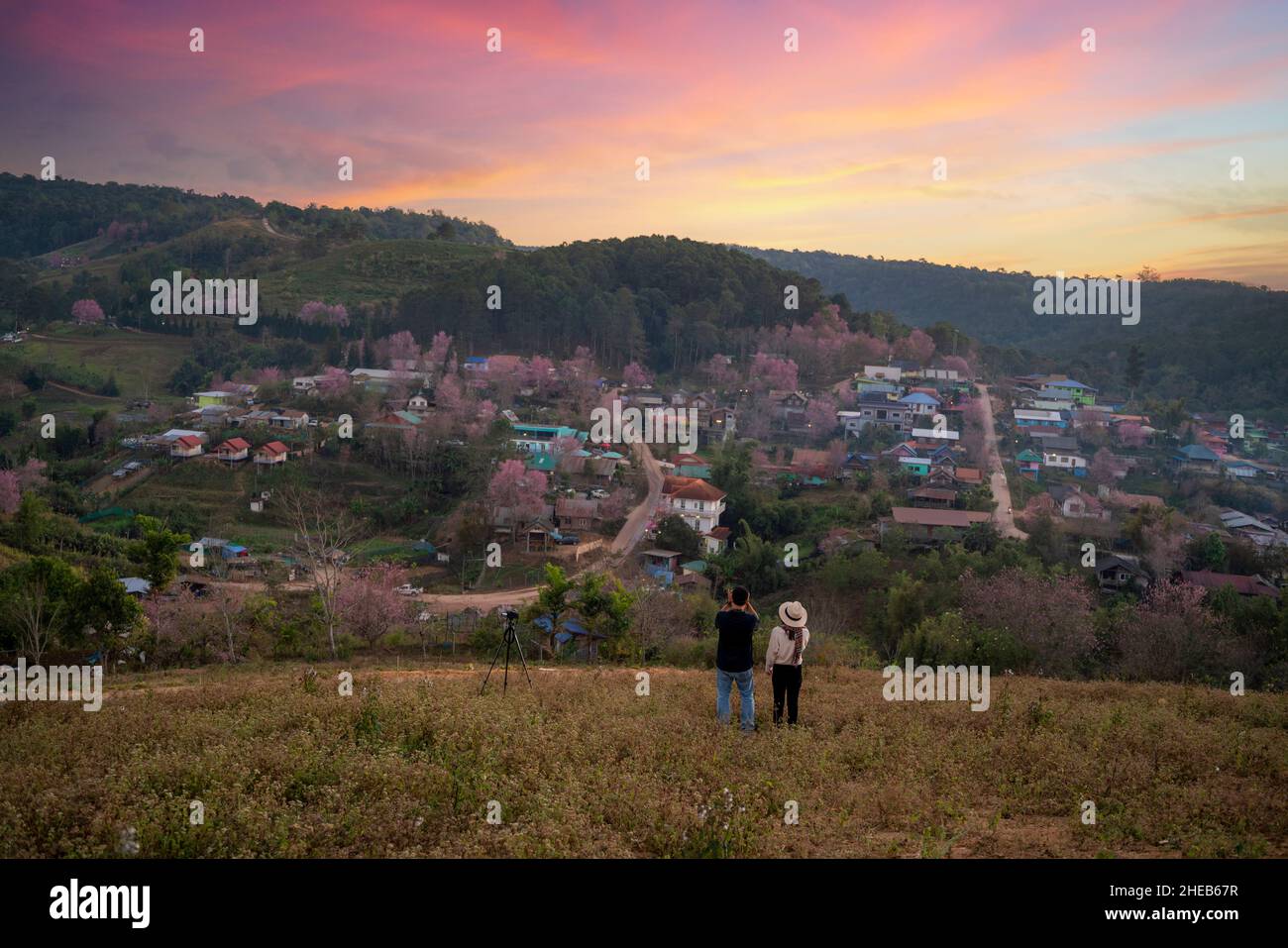 Ban Rong Kla Village, Phitsanulok Thailand Luftbild der wunderschönen Landschaft Stockfoto