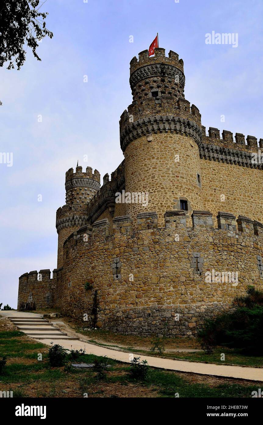 Neues Schloss von Manzanares El Real, Madrid. Stockfoto