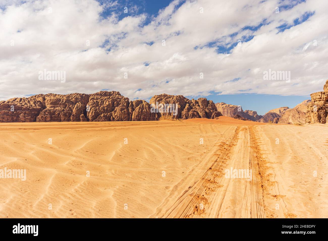 Wadi Rum Wüste in Jordanien ein Ort, der als Schauplatz für viele Science-Fiction-Filme genutzt wird Stockfoto