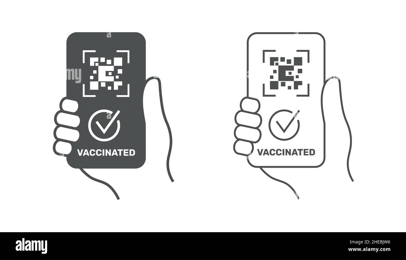 Symbol für digitales Impfzertifikat. Vektorgrafik auf weißem Hintergrund. Stock Vektor
