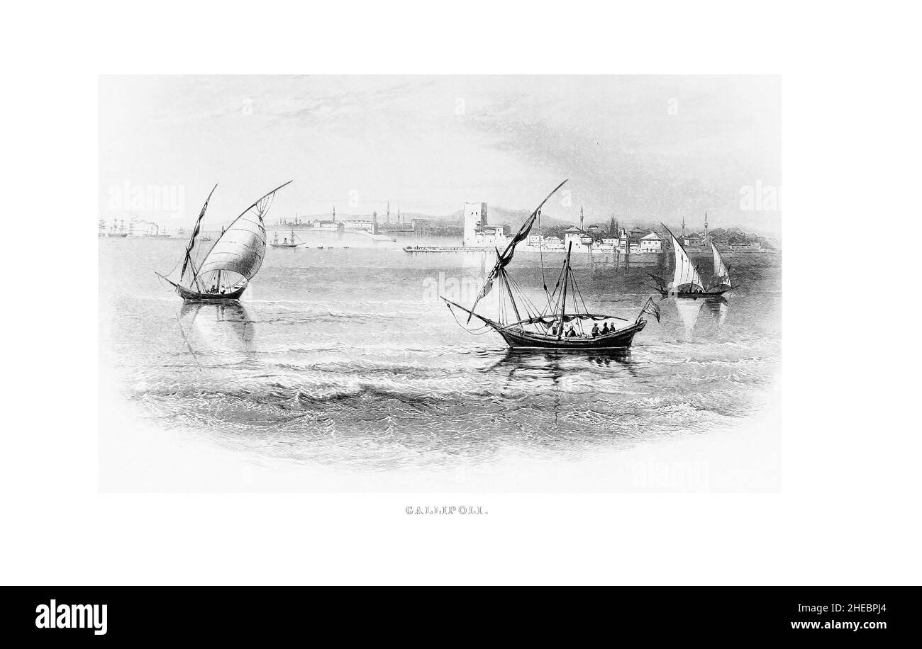 Gallipoli Hafen aus dem Buch die illustrierte Geschichte des Krieges gegen Russland (Krimkrieg Oktober 1853 bis Februar 1856) von Edward Henry Nolan, veröffentlicht 1857 Stockfoto
