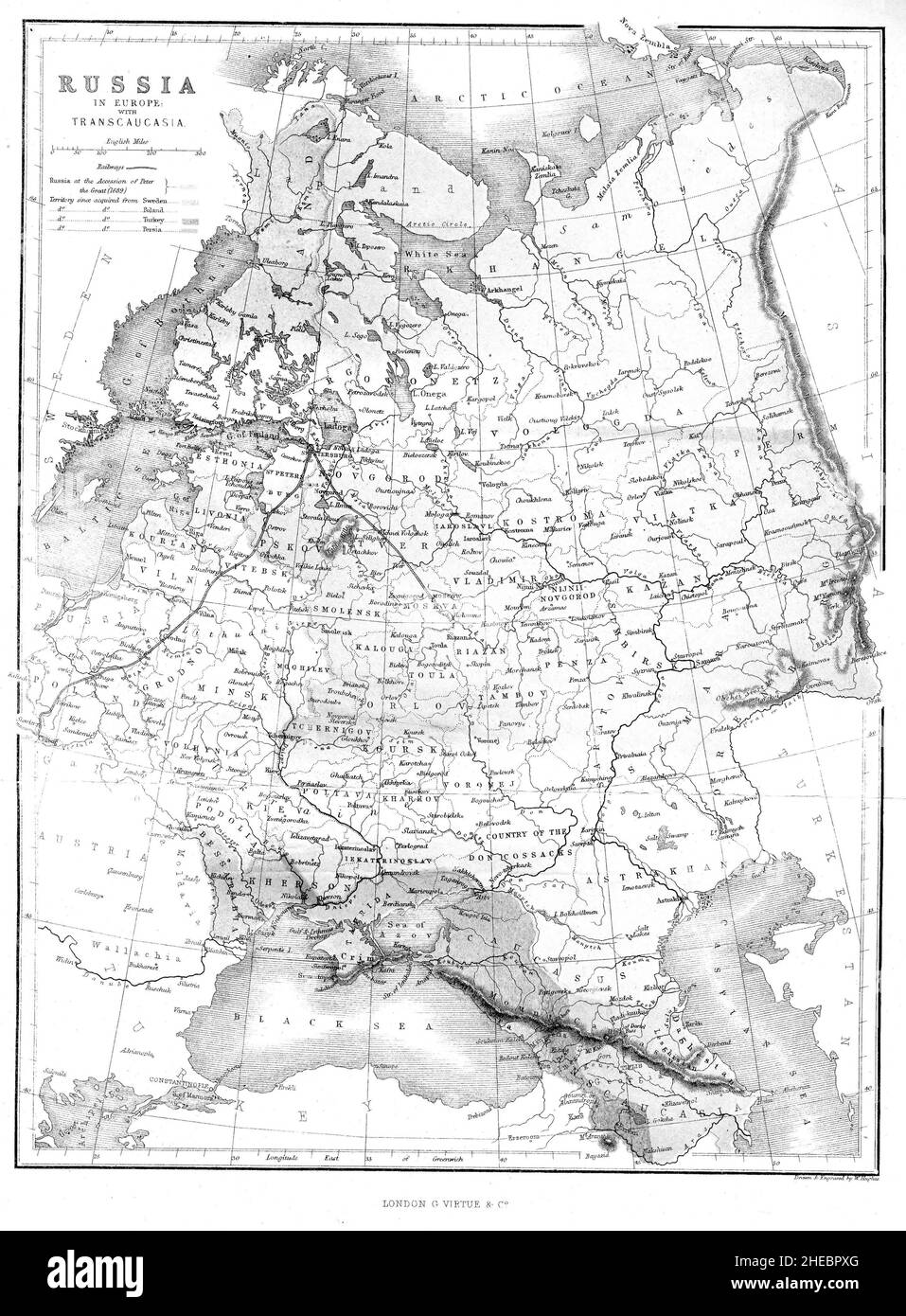 Russische Karte aus dem Buch die illustrierte Geschichte des Krieges gegen Russland (Krimkrieg Oktober 1853 bis Februar 1856) von Edward Henry Nolan, veröffentlicht 1857 Stockfoto