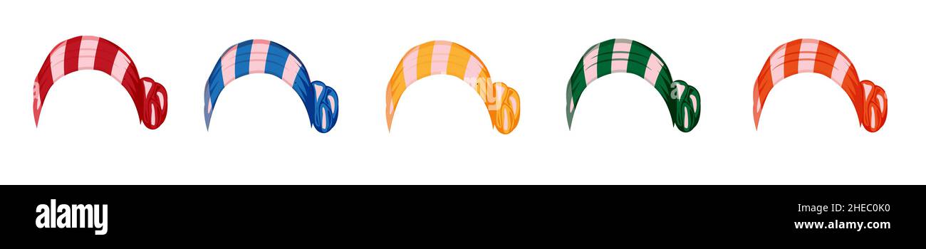 Set mit verschiedenen Farben Damen Haarbandana Stock Vektor