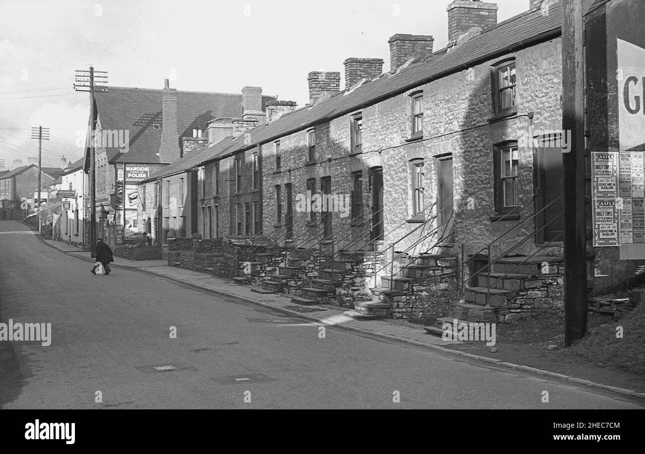 1938, historisch, Bergbaudorf, Südwales, Großbritannien. Stockfoto