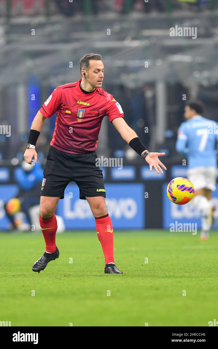 Mailand, Italien. 09th Januar 2022. Schiedsrichter Luca Pairetto sah in der Serie Ein Spiel zwischen Inter und Lazio bei Giuseppe Meazza in Mailand. (Foto: Gonzales Photo/Alamy Live News Stockfoto