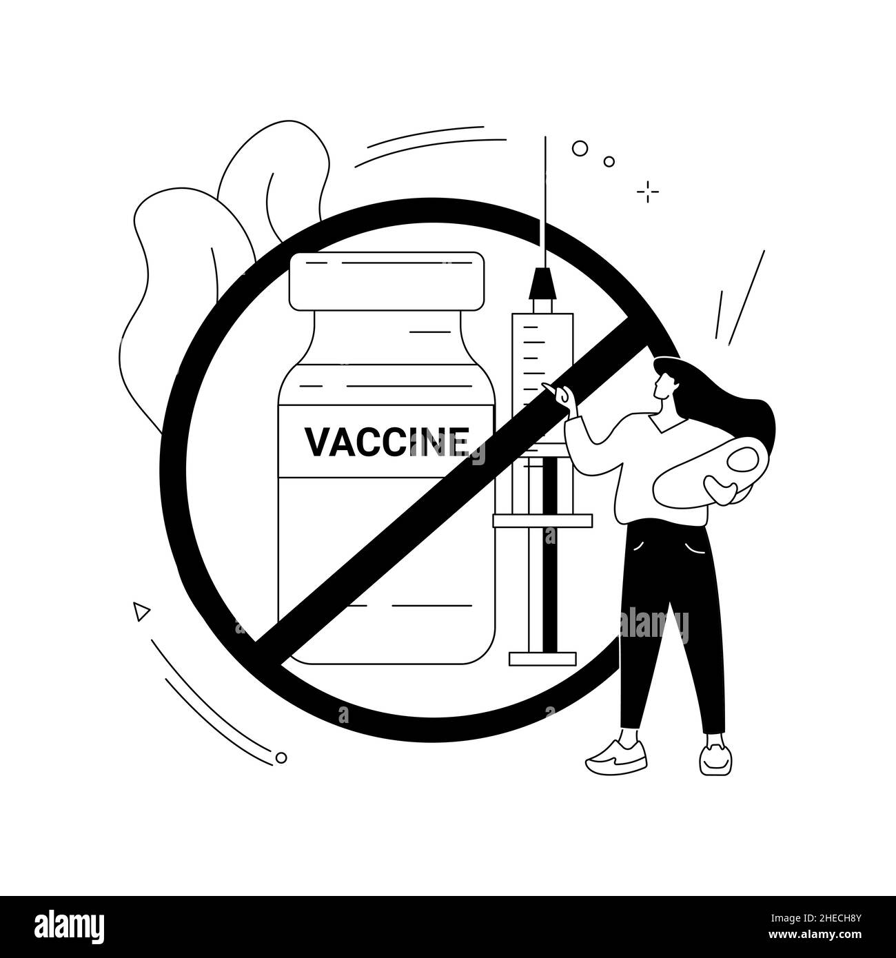 Ablehnung der Impfung abstrakte Konzept Vektor-Illustration. Stock Vektor