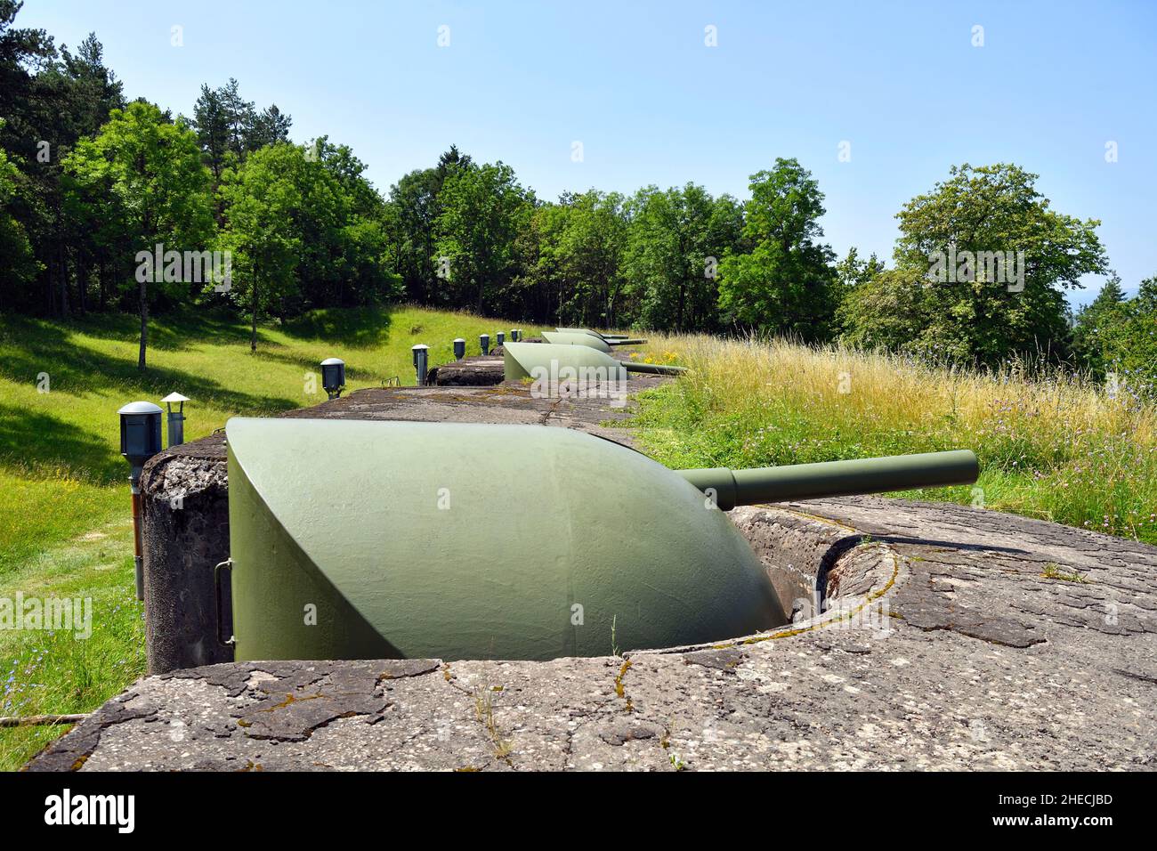 Frankreich, Bas Rhin, Mutzig, Festung Mutzig (Feste Kaiser Wilhelm II), Schildbatterie n?1, Kanone, 105-mm-Schildhalterung Stockfoto
