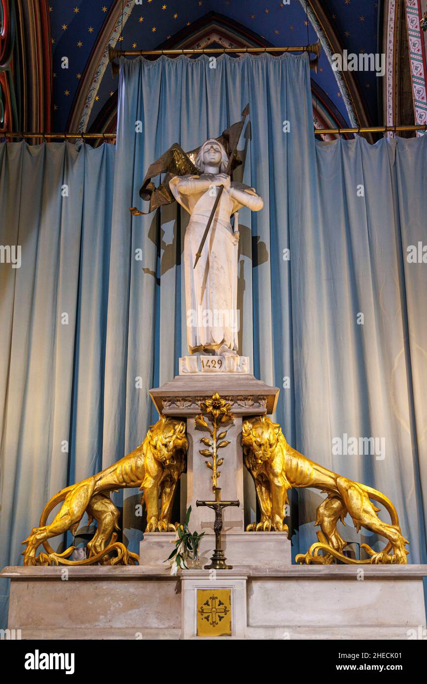Frankreich, Loiret, Orleans, Jeanne d'Arc-Statue in der Kathedrale von Ste Croix Stockfoto