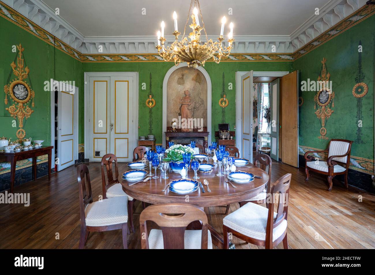 Frankreich; Jura, Naturpark Oberjura; Syam die Apartments der perfekt restaurierten villa palladio bieten Zimmer Stockfoto