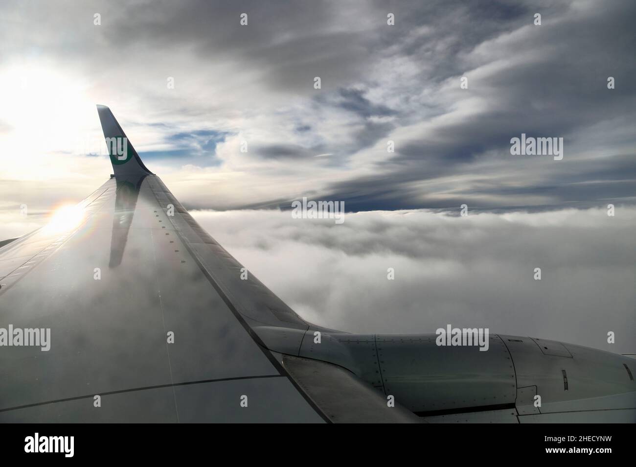 Portugal, Insel Madeira, beim Start des Transavia-Fluges nach Porto (Luftaufnahme) Stockfoto