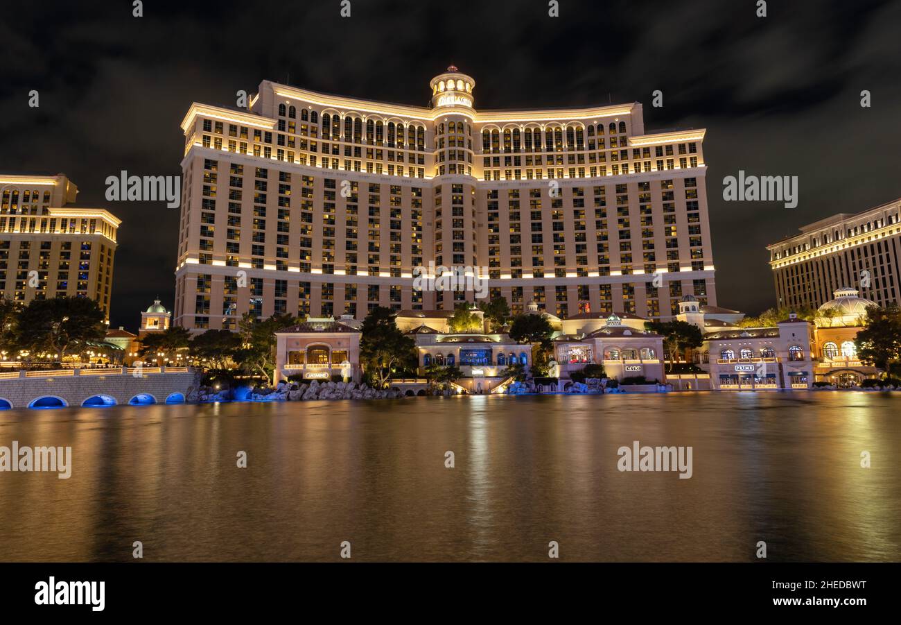 Bellagio Hotel in Las Vegas bei Nacht Stockfoto