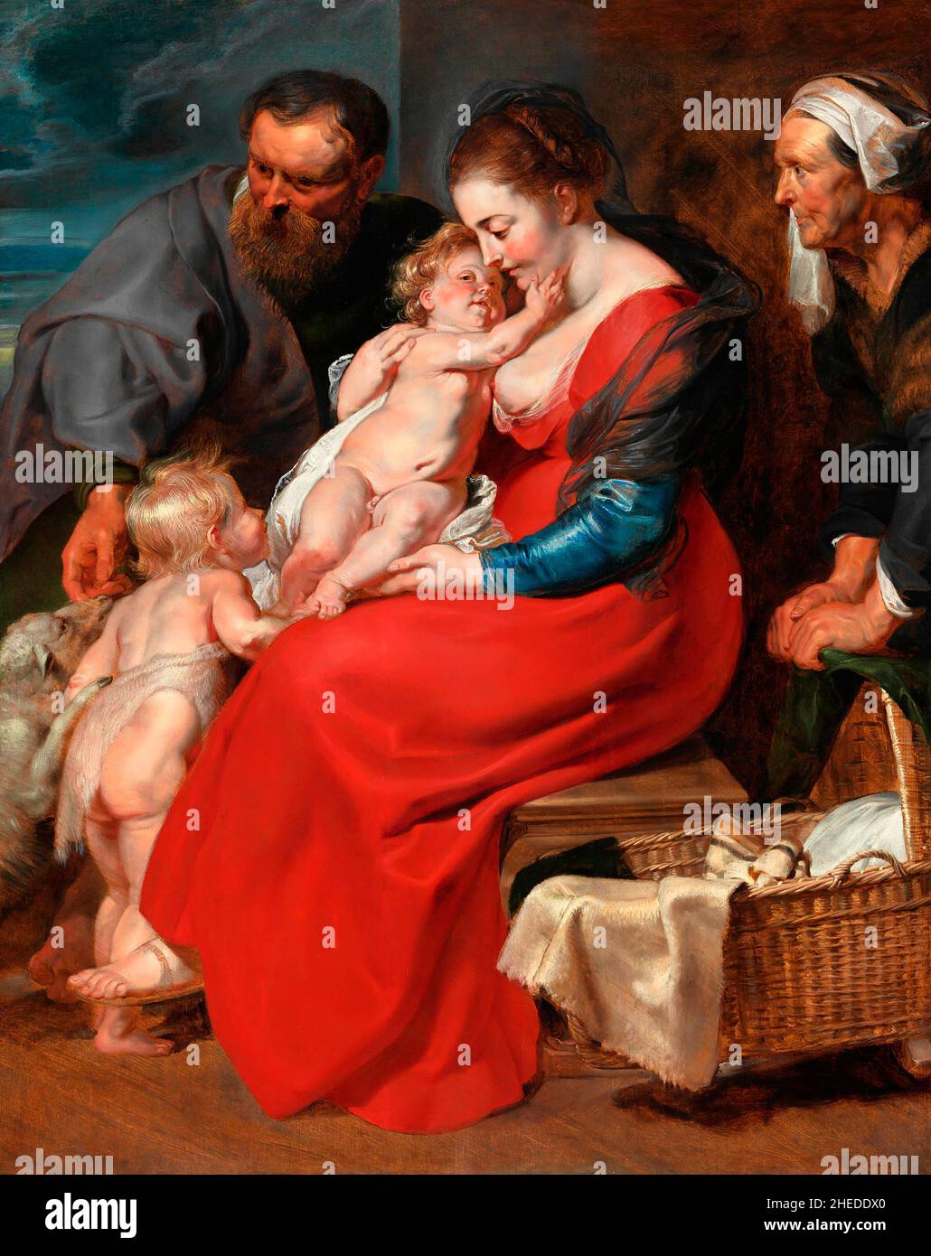Die Heilige Familie mit den Heiligen Elisabeth und Johannes dem Täufer von Peter Paul Rubens (1577-1640), Öl auf Tafel, c. 1615 Stockfoto