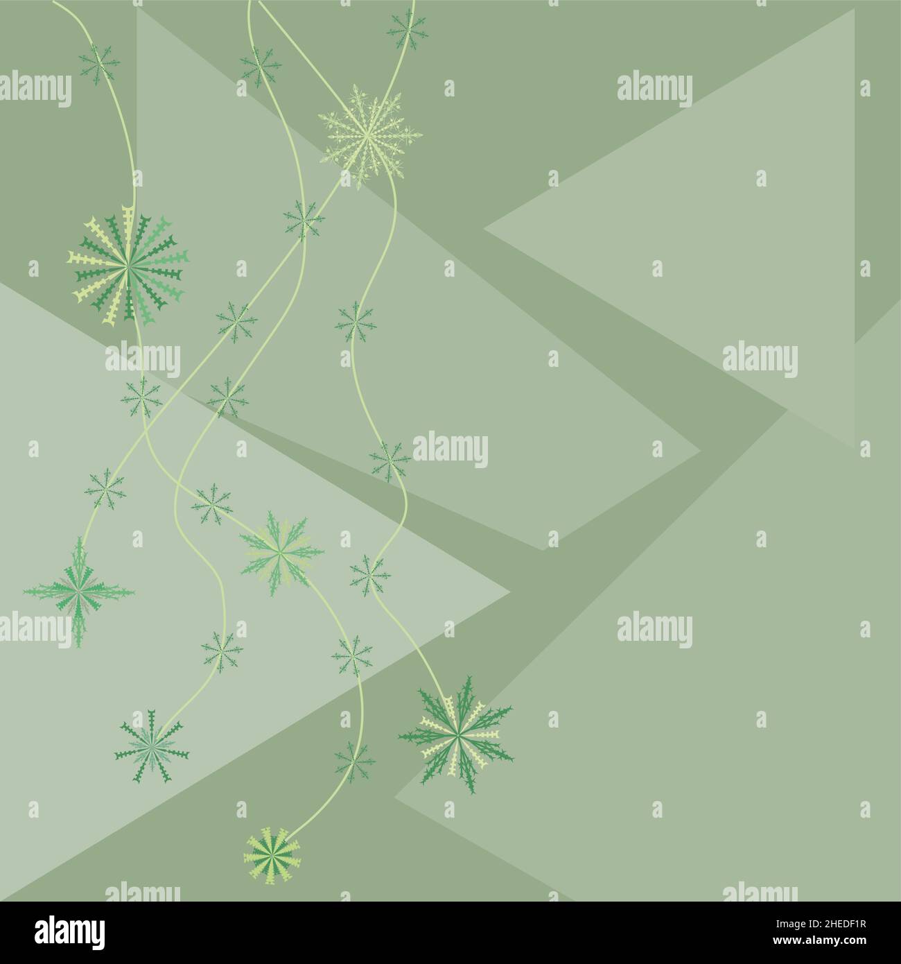 Grüne Schneeflocken auf grünem Hintergrund Stock Vektor