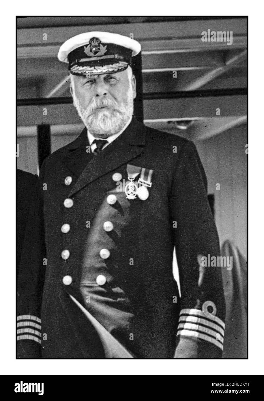 TITANIC CAPTAIN EDWARD SMITH 9th June 1911 .Captain Edward Smith, berühmt für seine Rolle am Steuer der Titanic, Kapitän während der verheerenden letzten Reise und Untergang der Titanic. Er ging mit seinem Schiff hinunter. Stockfoto