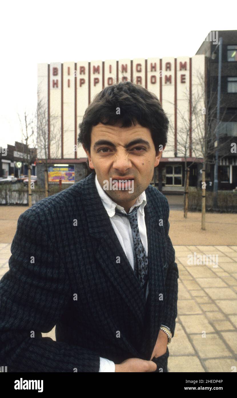 Komiker Rowan Atkinson in Birmingham 16. Februar 1986 Stockfoto