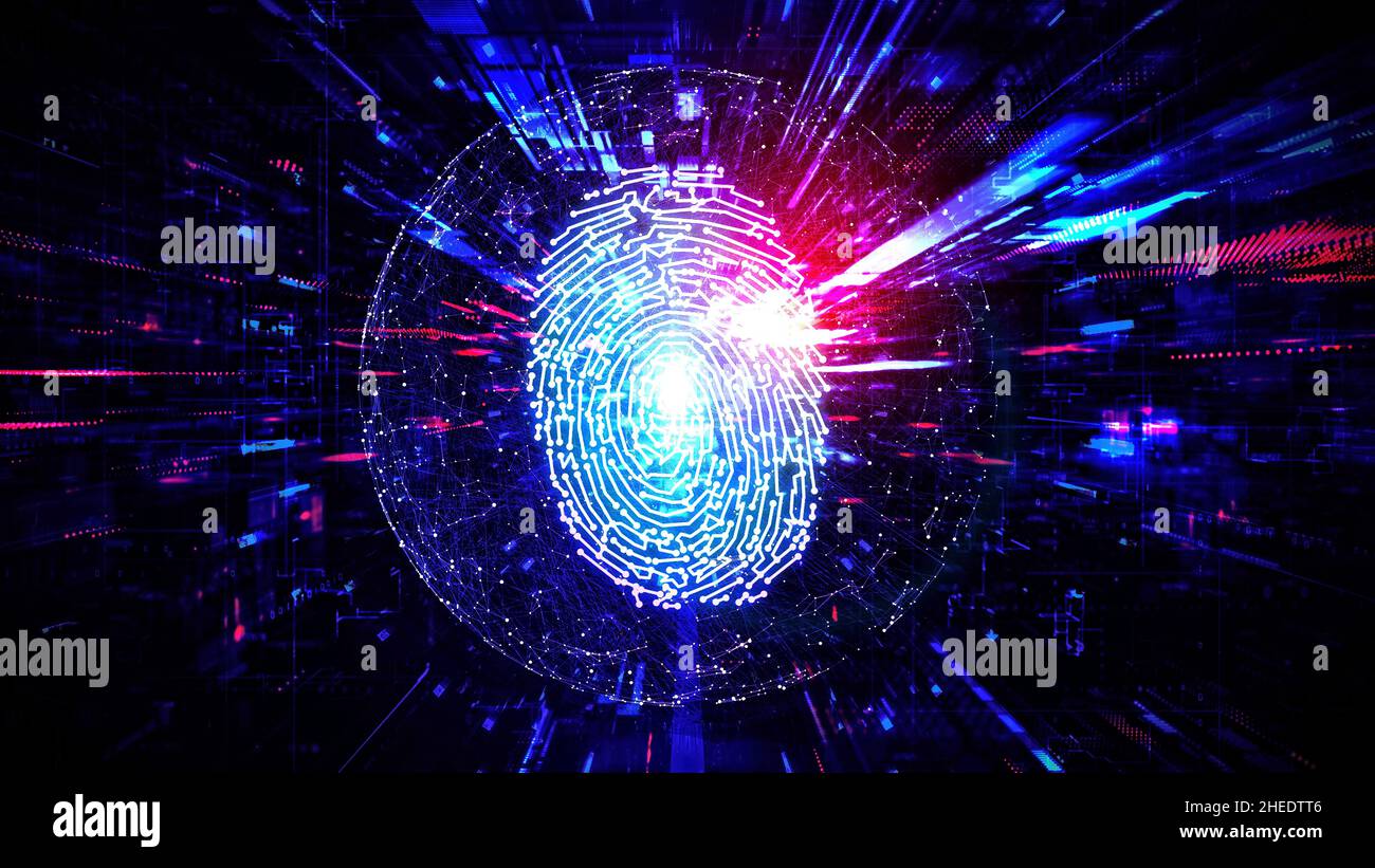 Biometrische Technologie - Biometrische Authentifizierung - Abstrakter Hintergrund Stockfoto