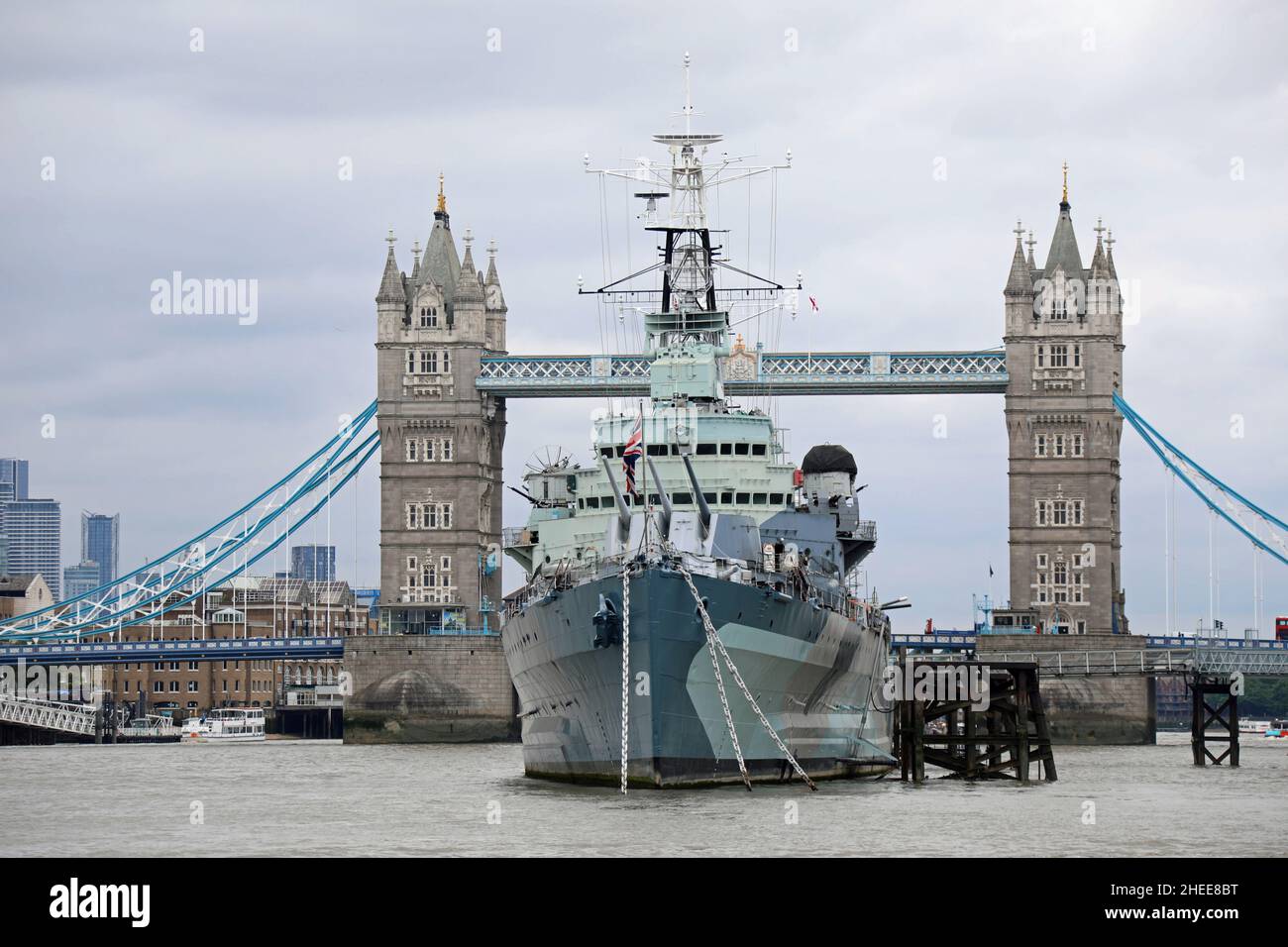 Das Museumsschiff HMS Belfast liegt an der Themse Stockfoto