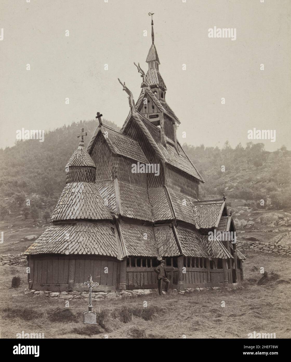 Stabkirche Borgund, Norwegen, um 1890 Stockfoto