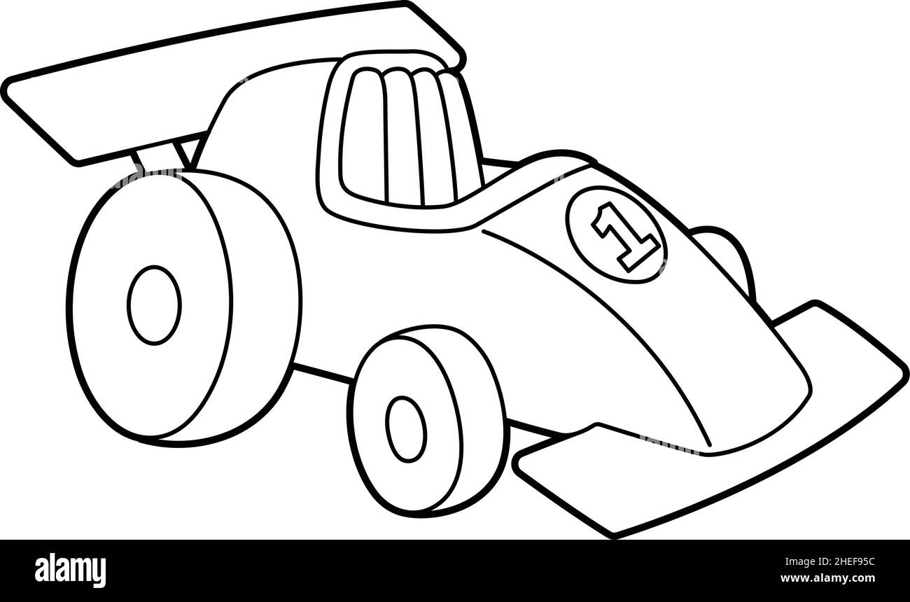 Race Car Coloring Seite isoliert für Kinder Stock Vektor